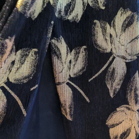 NWT! Betsy & Adam, Women's Metallic Print Halter Gown, Navy, Gold, Sz. 10 - Picture 8 of 10